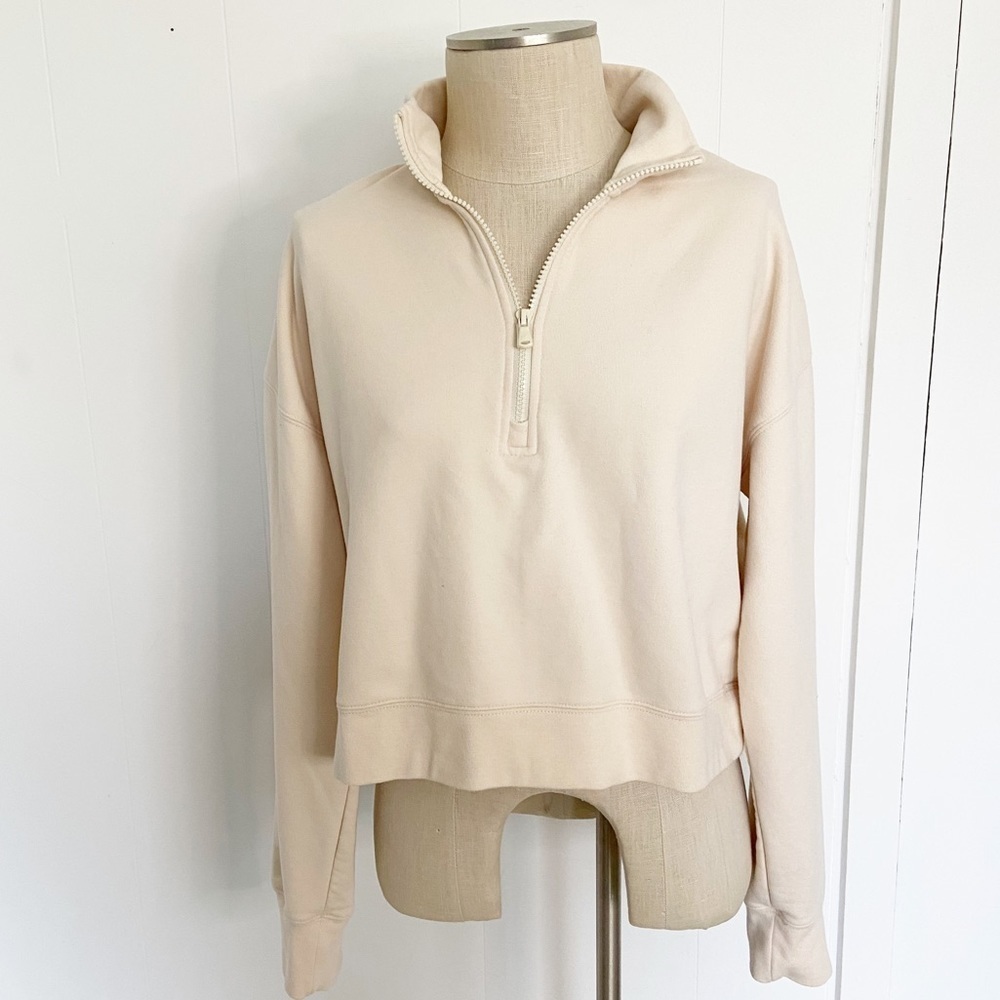 Fabletics Kat Half Zip Pullover Tapioca Cream Swe… - image 2